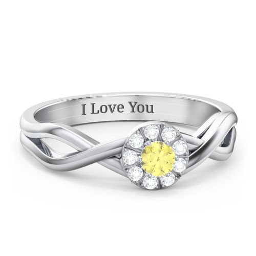 Braided Floral Cluster Ring – Sterling Silver with Citrine and White Premium Zirconia