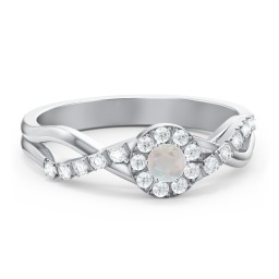 Braided Floral Cluster Ring with Shoulder Accents