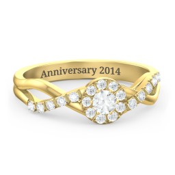 Braided Floral Cluster Ring with Shoulder Accents