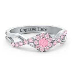 Braided Floral Cluster Ring with Shoulder Accents