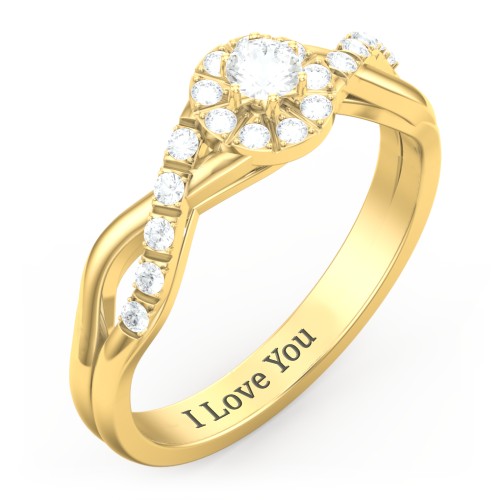 Braided Floral Cluster Ring with Shoulder Accents