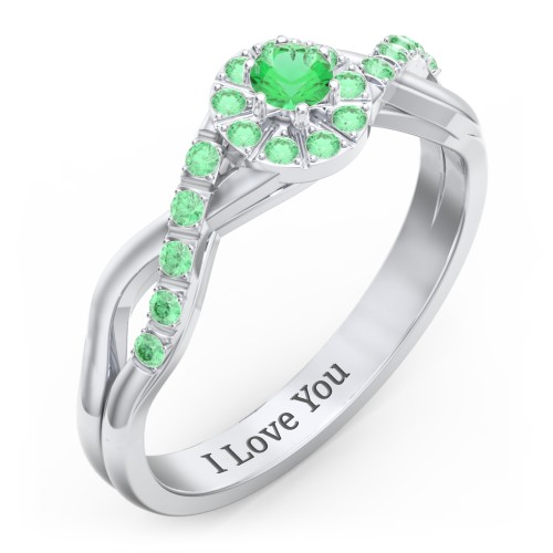 Braided Floral Cluster Ring with Shoulder Accents