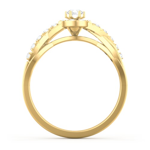 Braided Floral Cluster Ring with Shoulder Accents