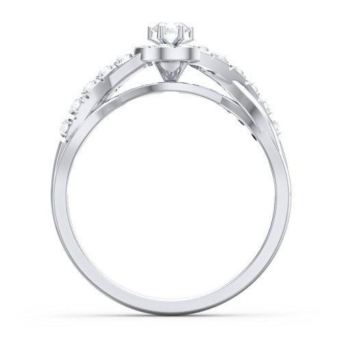 Braided Floral Cluster Ring with Shoulder Accents