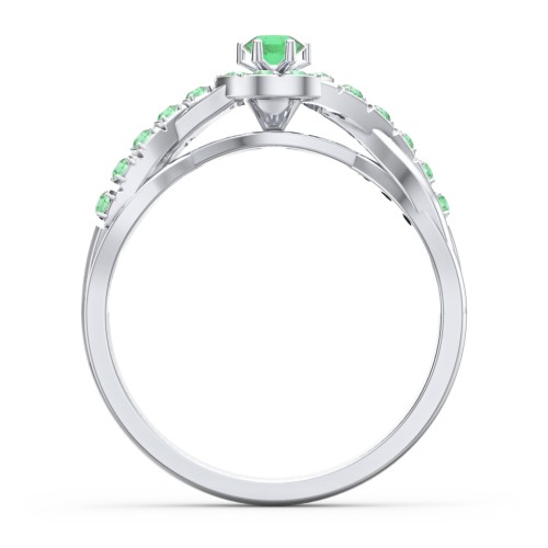 Braided Floral Cluster Ring with Shoulder Accents