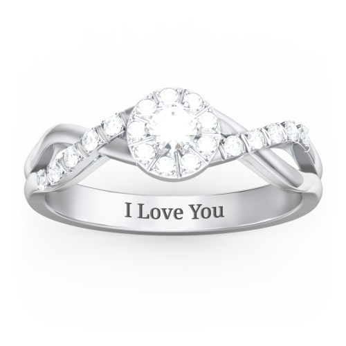 Braided Floral Cluster Ring with Shoulder Accents