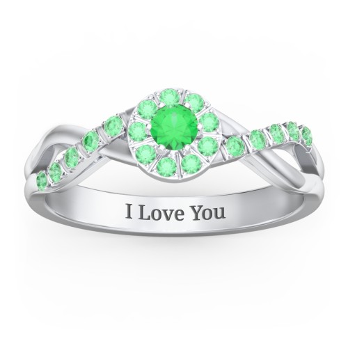 Braided Floral Cluster Ring with Shoulder Accents