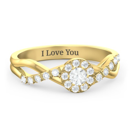 Braided Floral Cluster Ring with Shoulder Accents