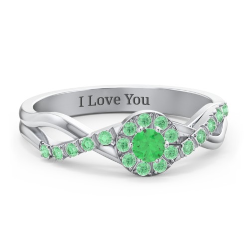 Braided Floral Cluster Ring with Shoulder Accents