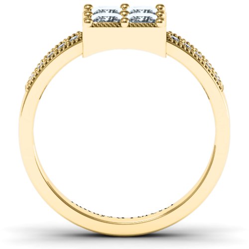 Vintage Princess Cut Ring with Shoulder Accents