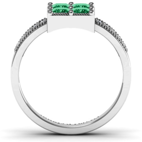 Vintage Princess Cut Ring with Shoulder Accents