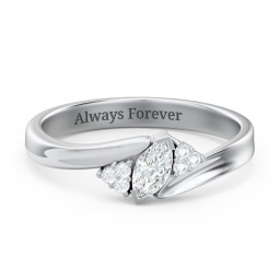 Twisted Marquise Ring with Shoulder Accents