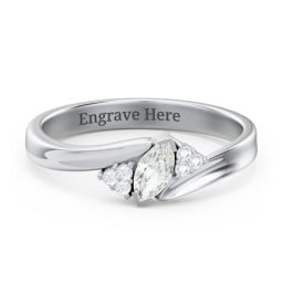 Twisted Marquise Ring with Shoulder Accents