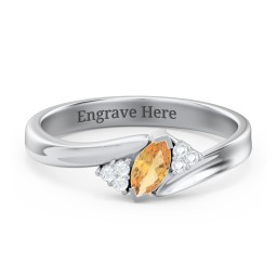 Twisted Marquise Ring with Shoulder Accents