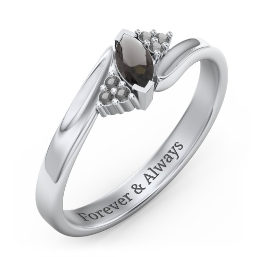 Twisted Marquise Ring with Shoulder Accents