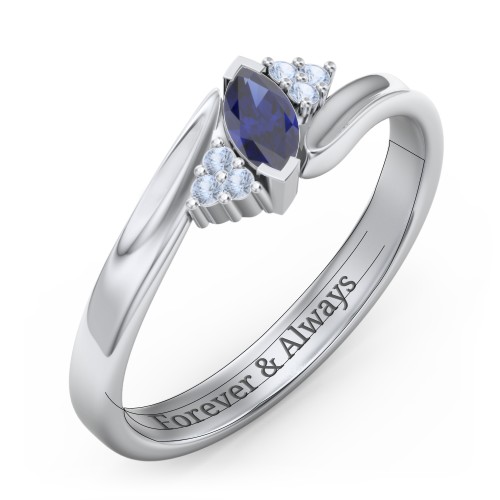 Twisted Marquise Ring with Shoulder Accents