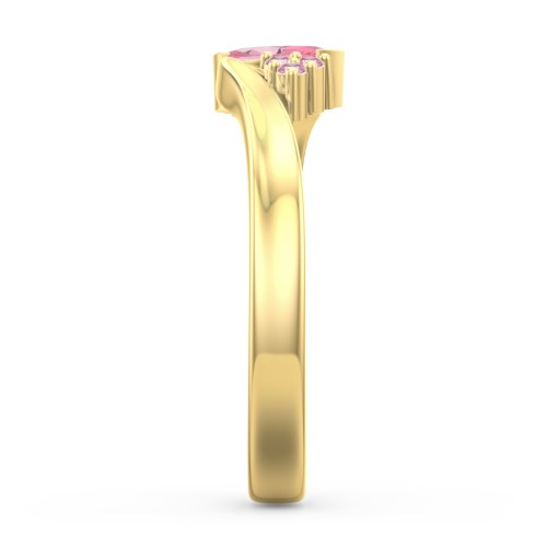 Twisted Marquise Ring with Shoulder Accents – 18K Gold Plated Silver with Pink Tourmaline and Fancy Pink Premium Zirconia