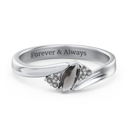 Twisted Marquise Ring with Shoulder Accents