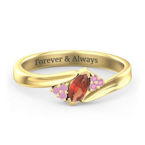 Twisted Marquise Ring with Shoulder Accents