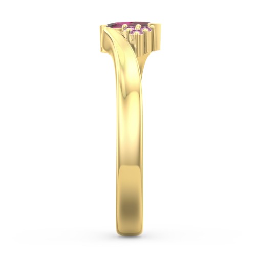 Twisted Marquise Ring with Shoulder Accents – 18K Gold Plated Silver with Ruby and Red Premium Zirconia