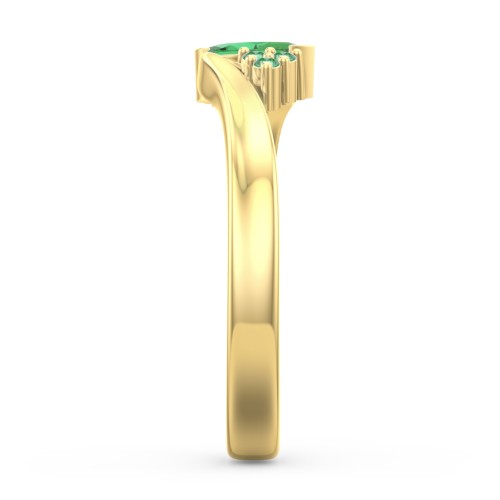 Twisted Marquise Ring with Shoulder Accents – 18K Gold Plated Silver with Emerald and Green Premium Zirconia