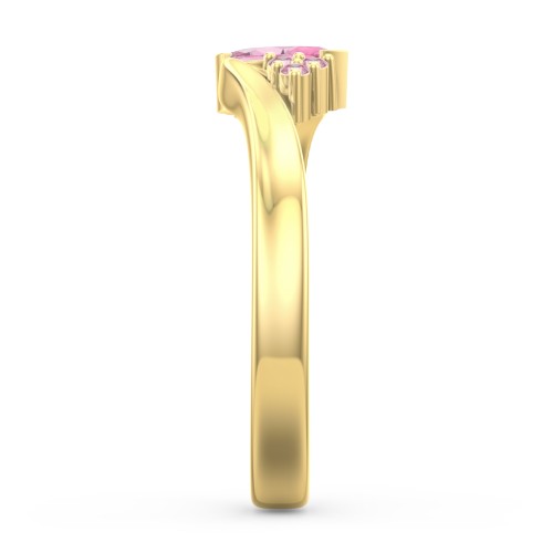 Twisted Marquise Ring with Shoulder Accents – 18K Gold Plated Silver with Pink Tourmaline and Fancy Pink Premium Zirconia