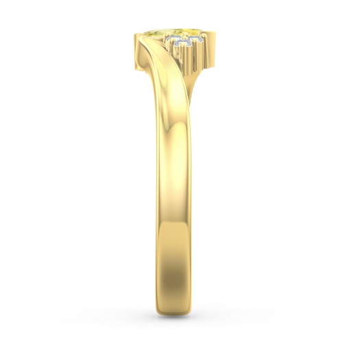 Twisted Marquise Ring with Shoulder Accents – 18K Gold Plated Silver with Citrine and White Premium Zirconia