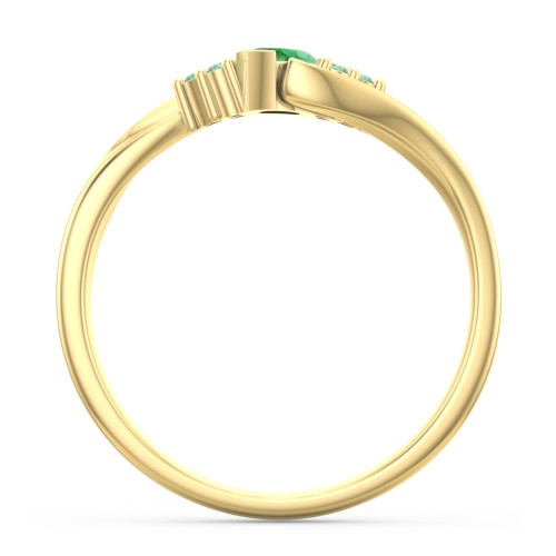 Twisted Marquise Ring with Shoulder Accents – 18K Gold Plated Silver with Emerald and Green Premium Zirconia