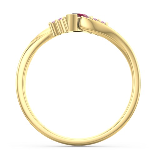 Twisted Marquise Ring with Shoulder Accents – 18K Gold Plated Silver with Ruby and Red Premium Zirconia