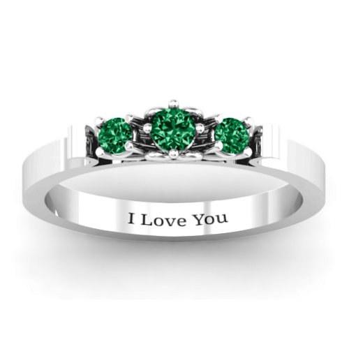 3-Stone Ring with Heart Gallery