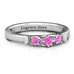 3-Stone Ring with Heart Gallery in 925 Sterling Silver with Pink Tourmaline