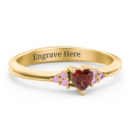 Narrow Heart Ring with Shoulder Accents