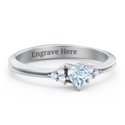 Narrow Heart Ring with Shoulder Accents