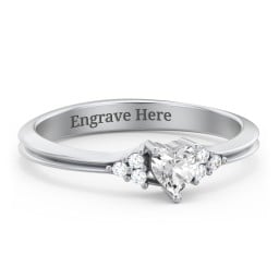 Narrow Heart Ring with Shoulder Accents