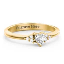 Narrow Heart Ring with Shoulder Accents