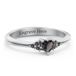 Narrow Heart Ring with Shoulder Accents
