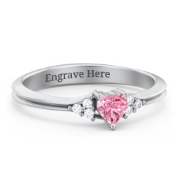 Narrow Heart Ring with Shoulder Accents