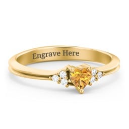 Narrow Heart Ring with Shoulder Accents