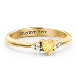 Narrow Heart Ring with Shoulder Accents