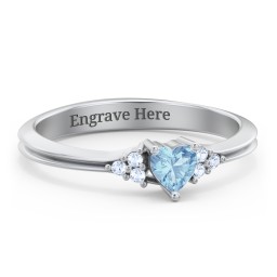 Narrow Heart Ring with Shoulder Accents