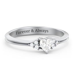 Narrow Heart Ring with Shoulder Accents