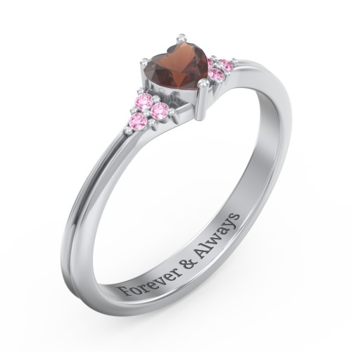 Narrow Heart Ring with Shoulder Accents