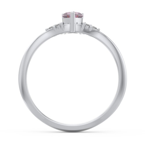 Narrow Heart Ring with Shoulder Accents