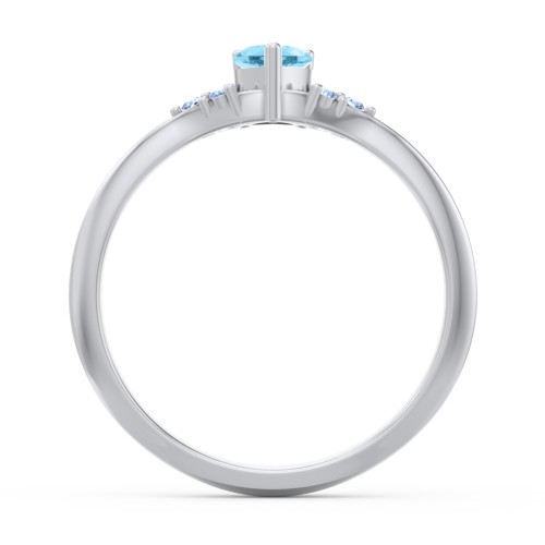 Narrow Heart Ring with Shoulder Accents
