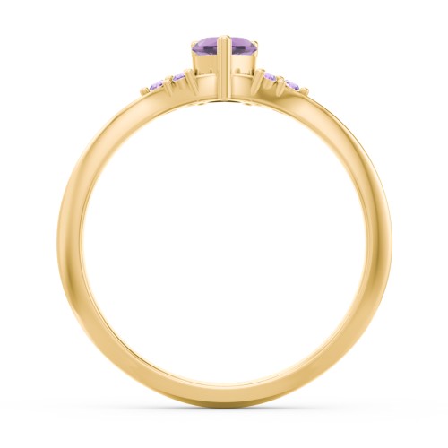 Narrow Heart Ring with Shoulder Accents