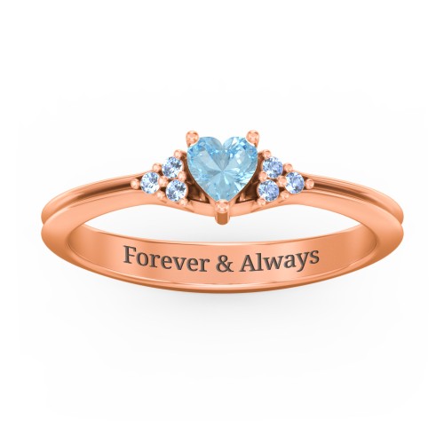 Narrow Heart Ring with Shoulder Accents