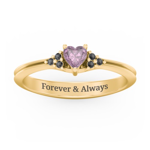 Narrow Heart Ring with Shoulder Accents