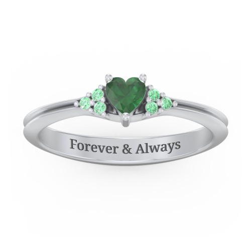 Narrow Heart Ring with Shoulder Accents