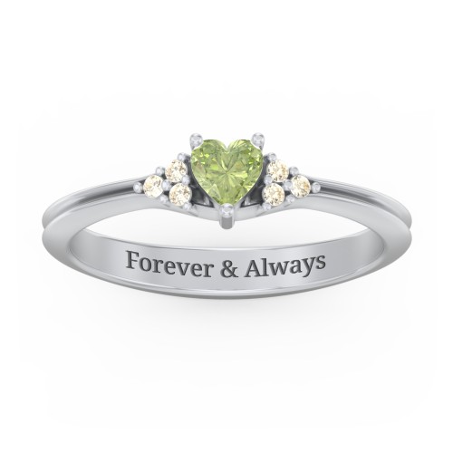 Narrow Heart Ring with Shoulder Accents