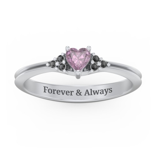 Narrow Heart Ring with Shoulder Accents